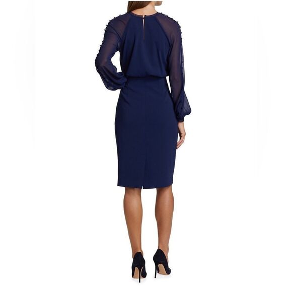 Badgley Mischka Blouson Button-Sleeve Dress size 4 - Picture 3 of 13